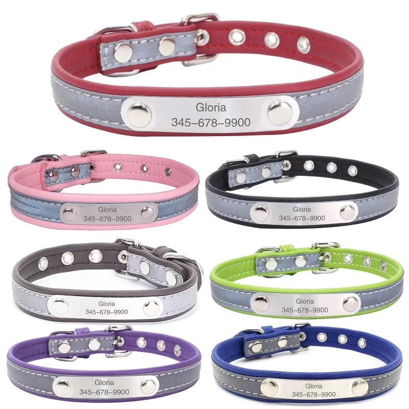 Engrave Reflective Dog Collar Custom Pet Collars Cat ID Tag