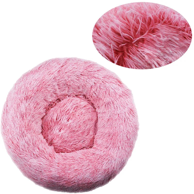 Round Dog Bed Winter Warm Cat Bed Plush Basket for Dog