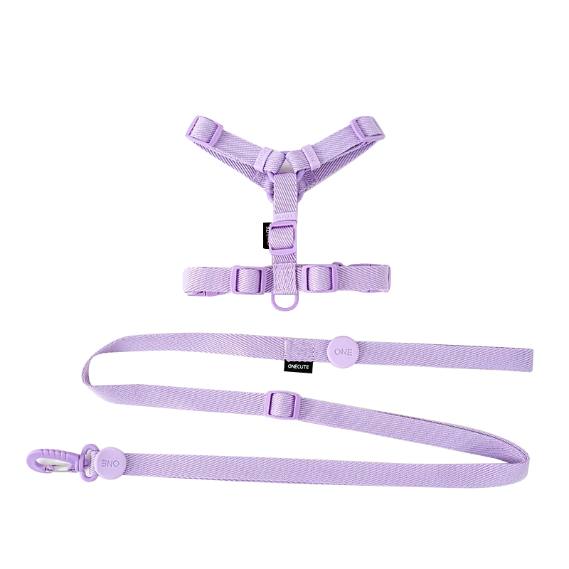 Adjustable Dog Harness Collar Leash Set Macarone Color