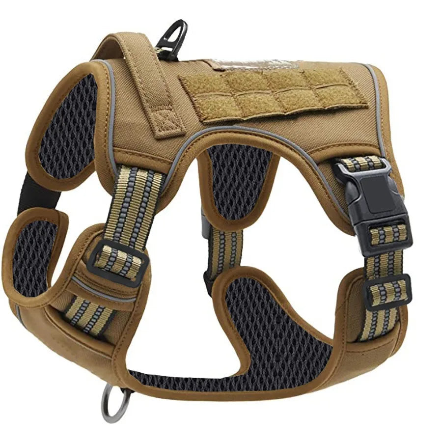 Large Dog Harness Collar Leash Molle Pouches Pet German Shepherd