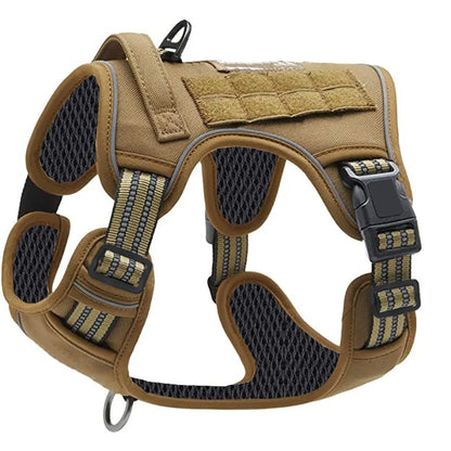 Large Dog Harness Collar Leash Molle Pouches Pet German Shepherd