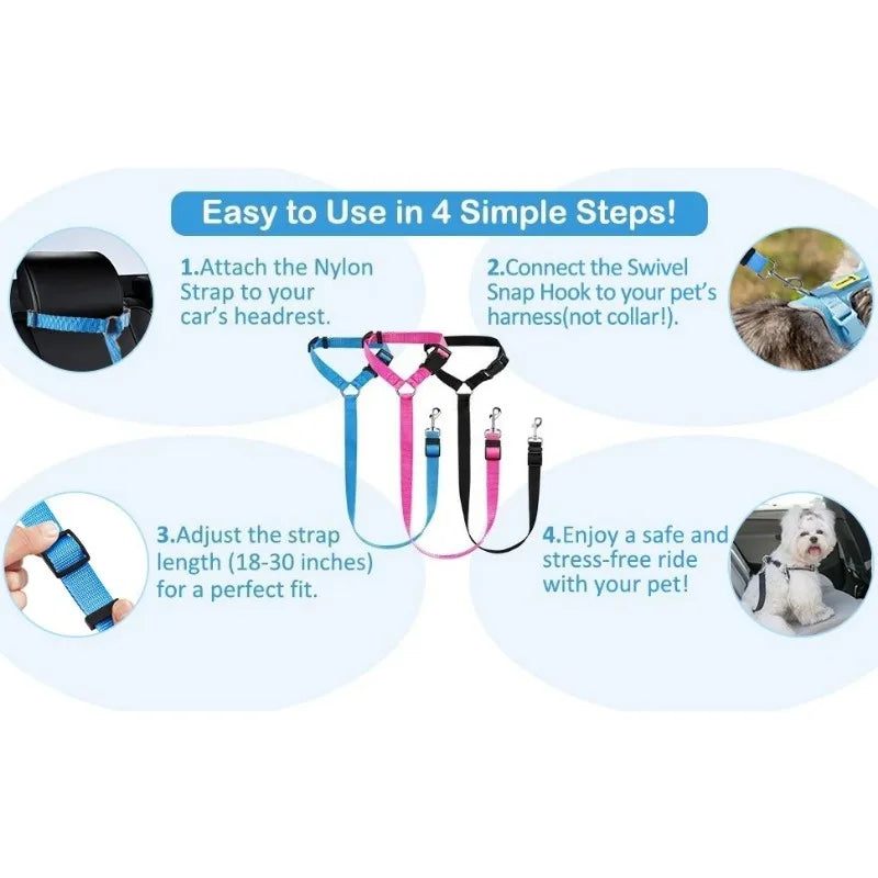 1PC Pet Car Seat Belt Nylon Lead Leash Backseat Safety