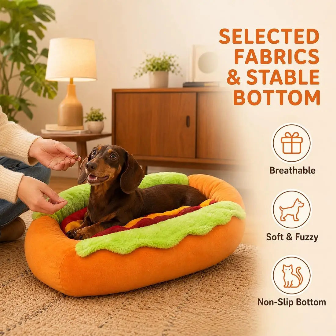 New Hot Dog Dog Bed, Cute Funny Hotdog Bed, Hot Dogs Beds