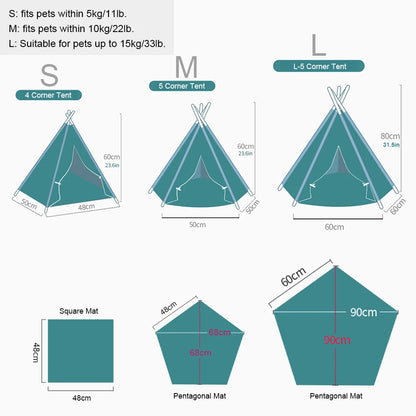 Pet Teepee Dog Cat Bed Tent with Thick Cushion
