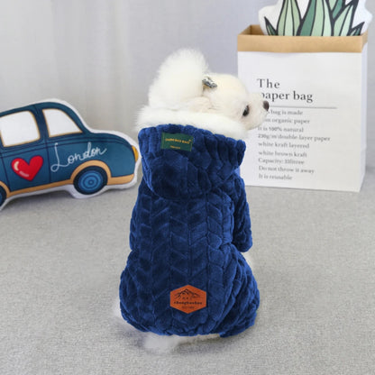 Winter Warm Thicken Dog Jumpsuits Pet Puppy With Hoodie Jacket Coat