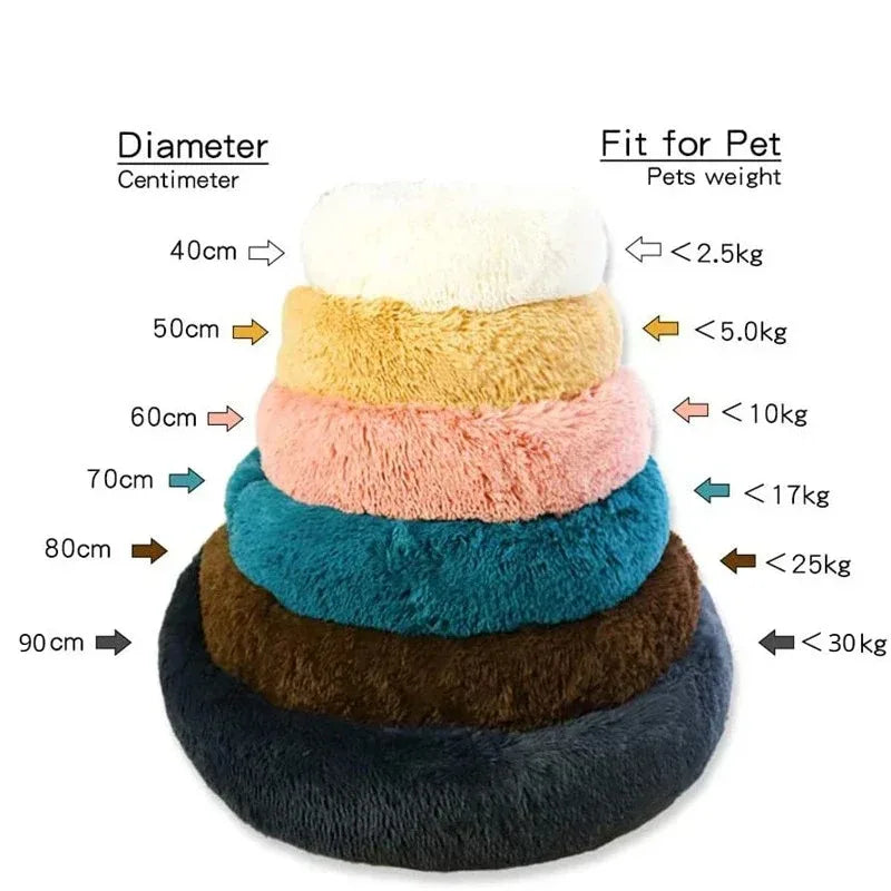 Round Dog Bed Winter Warm Cat Bed Plush Basket for Dog