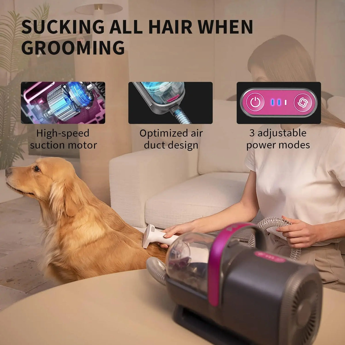 Grooming Vacuum Kit with High Performance Vacuum Suction for Cat And Dog Shedding