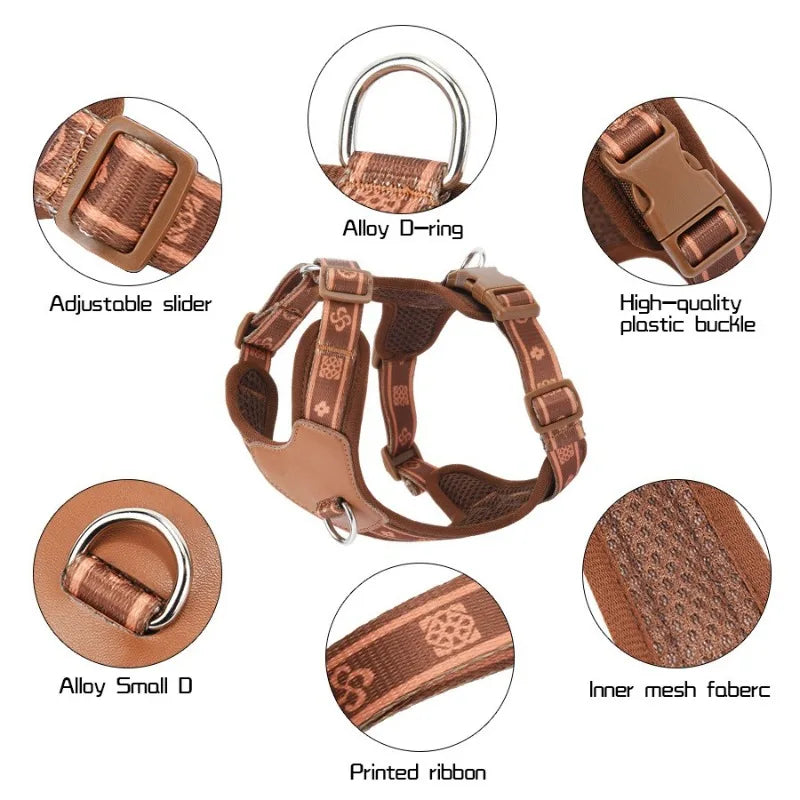Pet Dog Harness with Durable Webbing  Anti-Deformation Alloy Ring