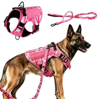 Tactical Dog Harness and Leash Set No Pull Adjustable Military Dog