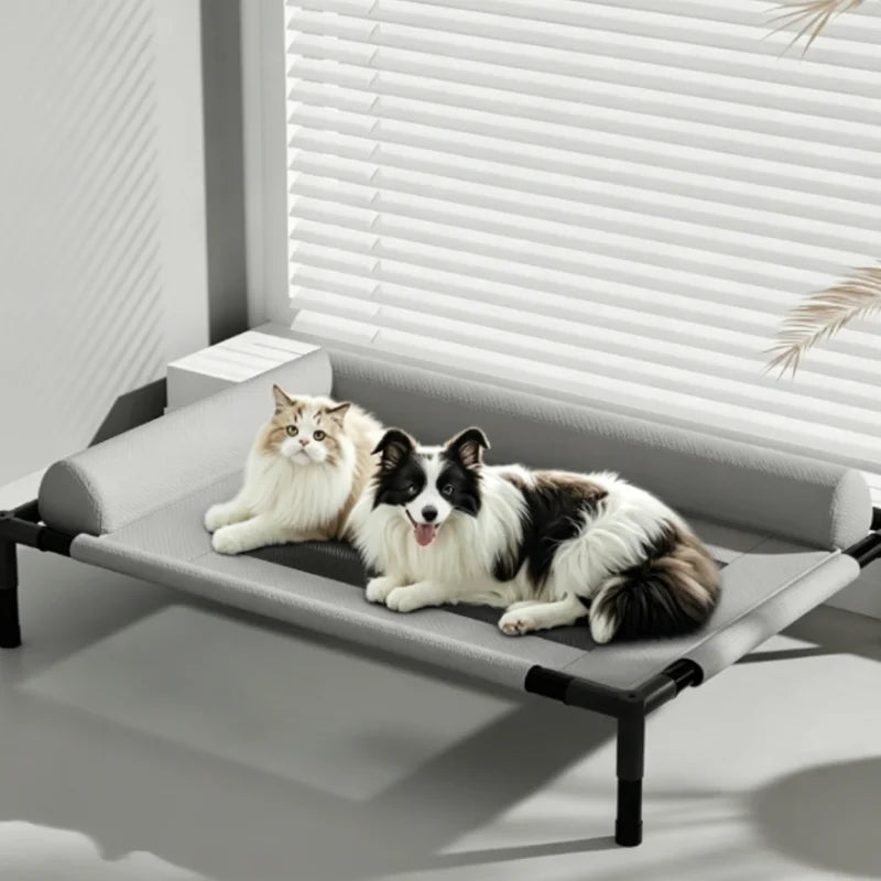 New Cooling Dog Cot Bed with Pillow Breathable Mesh Washable