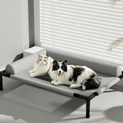 New Cooling Dog Cot Bed with Pillow Breathable Mesh Washable