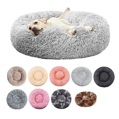 Round Dog Bed Winter Warm Cat Bed Plush Basket for Dog