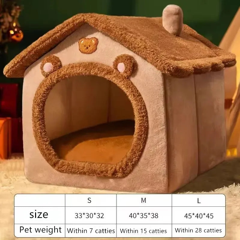 Foldable Pet House Removable Washable Cave Sofa Pet Bed