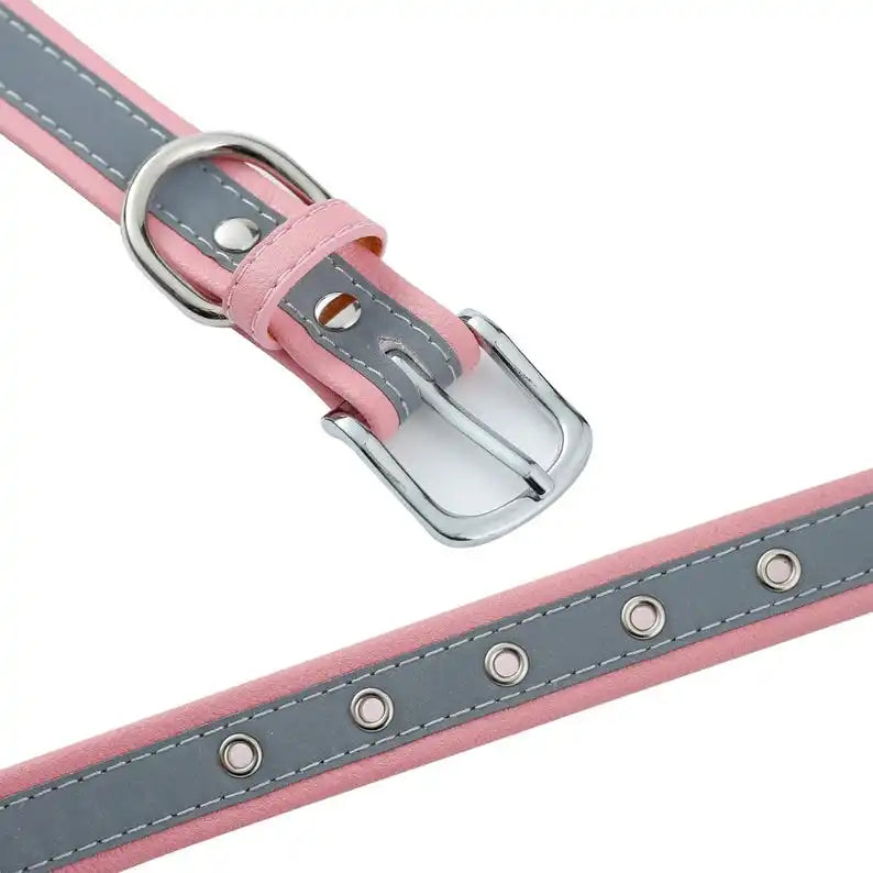Dog Collar PU Leather Engraved - Customized with Name, Unique