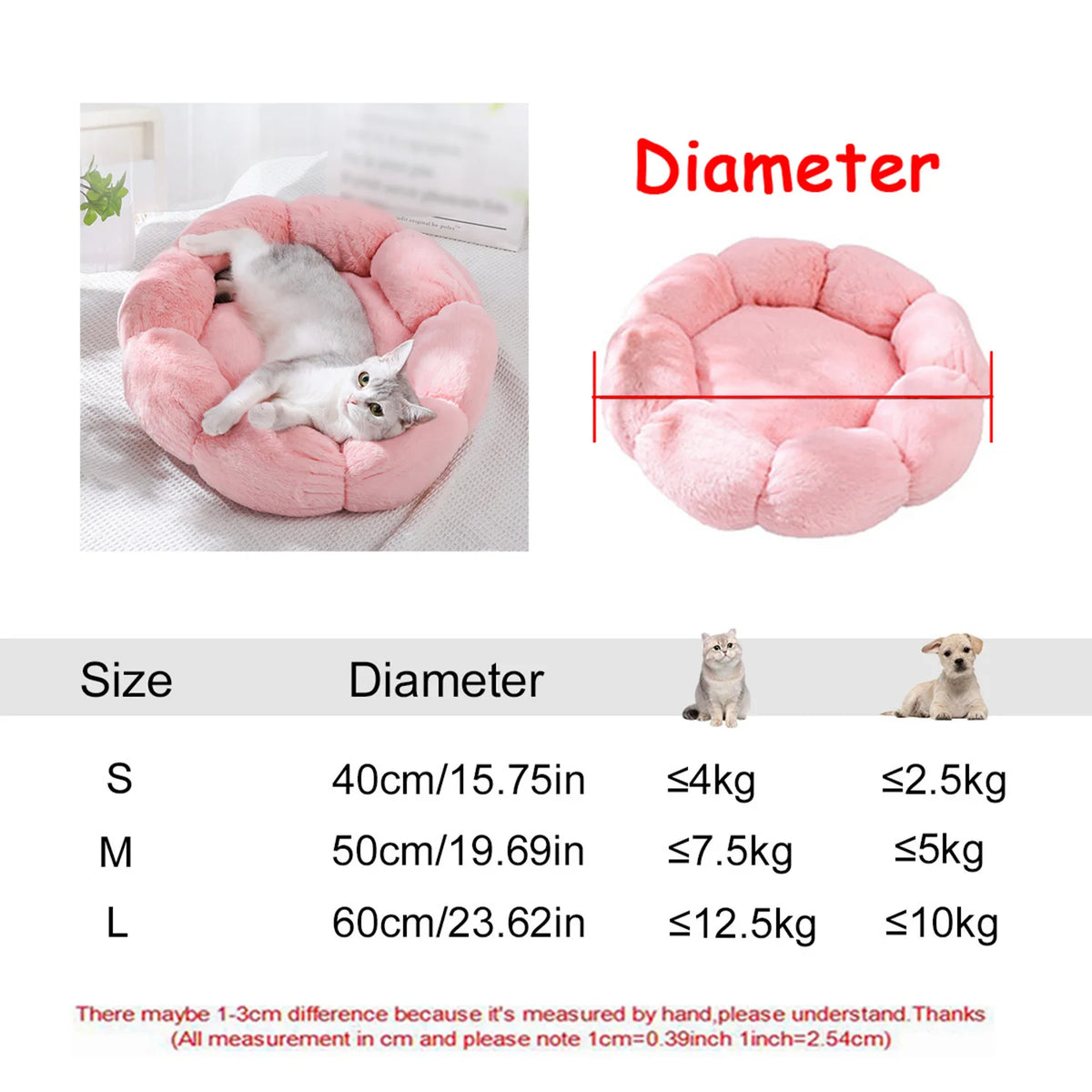 Round Dog Bed Winter Warm Cat Bed Plush Basket for Dog