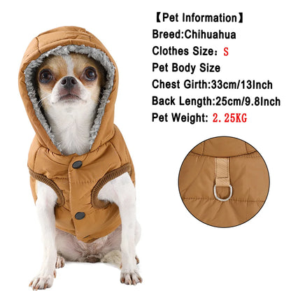Windproof Hooded Dog Jacket Coat For Small Medium Dogs