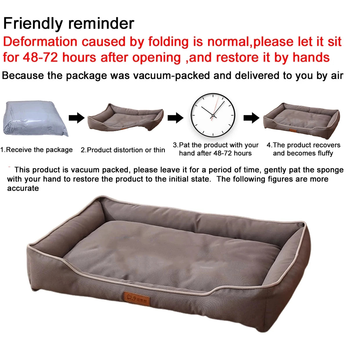 Four Season Square Dog Bed for Large Dog Mattress Bite-resistant