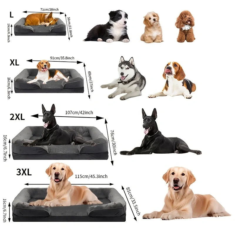 Extra Large Orthopedic Dog Bed Washable Sofa Bed, Support Foam