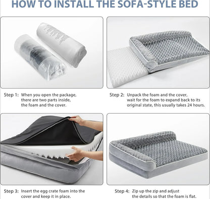 Orthopedic Dog Bed for Large Dogs – Waterproof Sofa-Style Bed