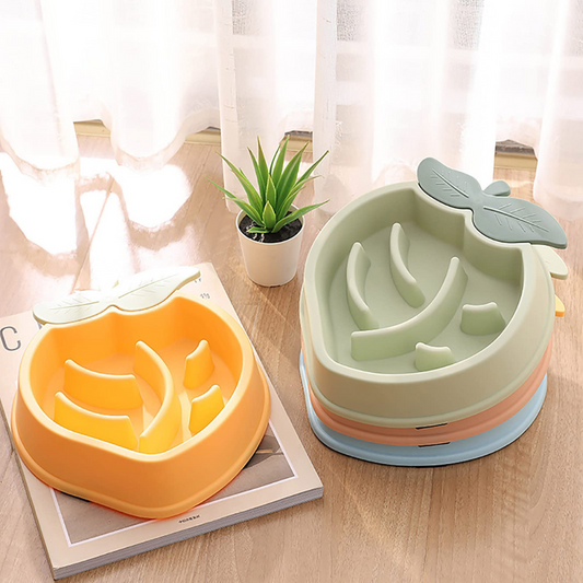 Peach Shaped Slow Feeder Dog Bowl