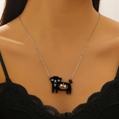 Cute Dog Cat Cartoon Necklace Ins Creative Collarbone Chain
