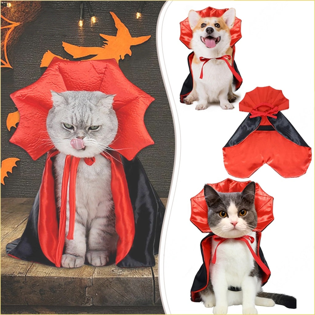 Cute Halloween Pet Costumes Cosplay Vampire Cloak