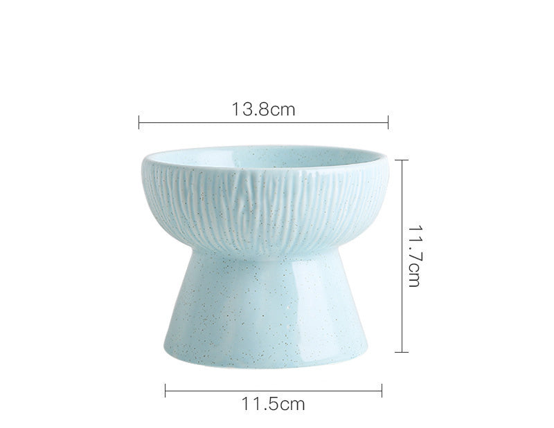 Anti-tip Ceramic Pet High Bowl Cat Food Bowl