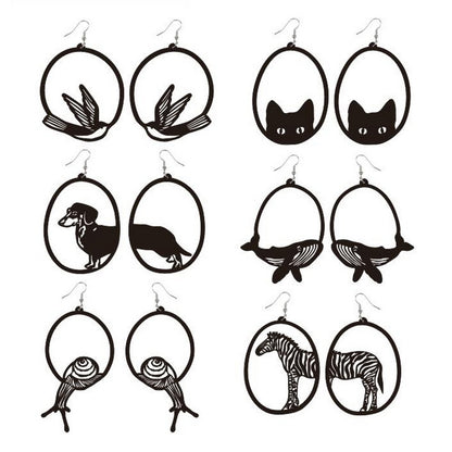 Acrylic Dangle Earrings Round Asymmetric Dog Drop Earrings