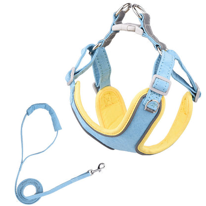 Suede Pet Chest Harness Dog Vest Leash