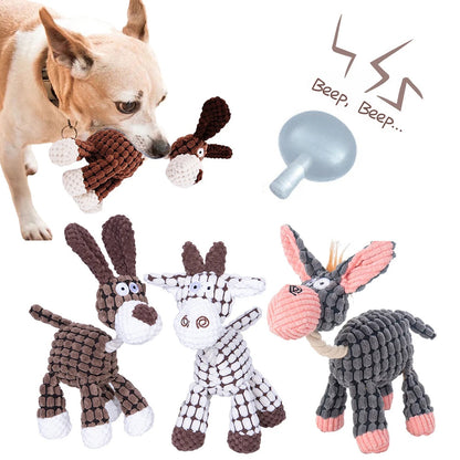 Pet Toy Donkey Shape Corduroy Chew Toy For Dogs Puppy Squeaker