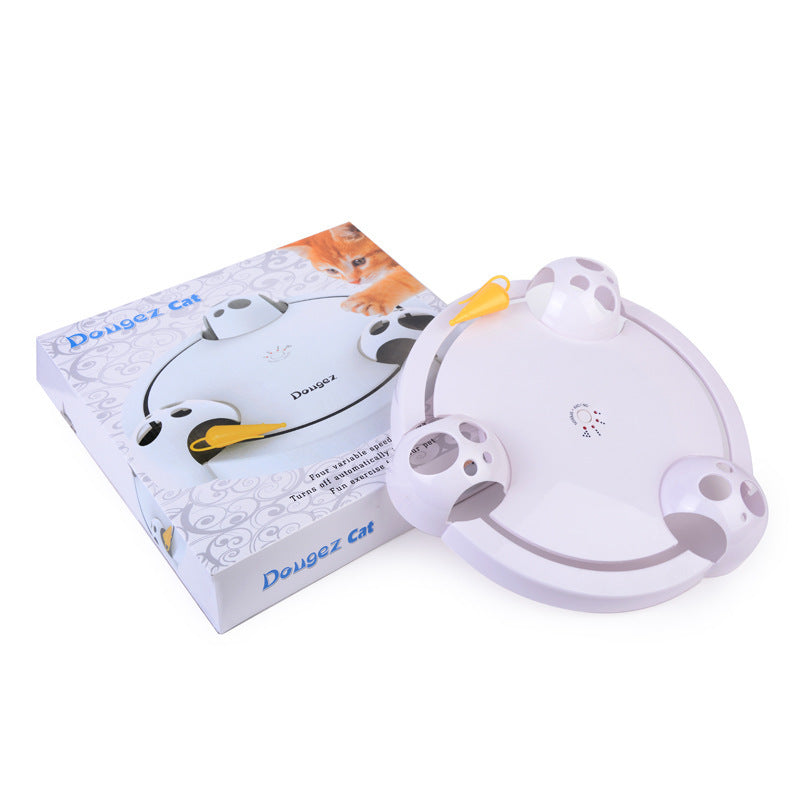 Electric Cat Toy  Wheel Crazy White Cat Catching Mouse