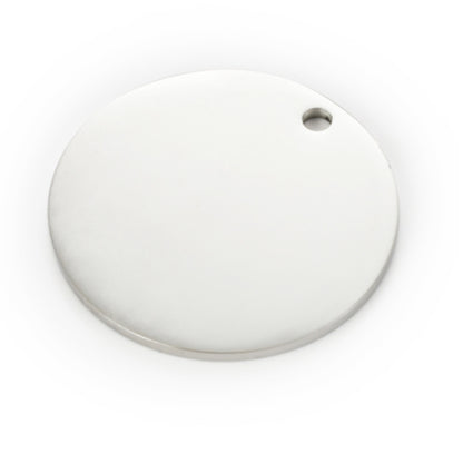 Stainless Steel Mirror Polished  Disc Round Dog Tag Charm Pendant