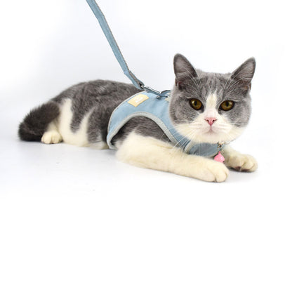 Grid Pet Harness Korean Style Small And Medium-sized