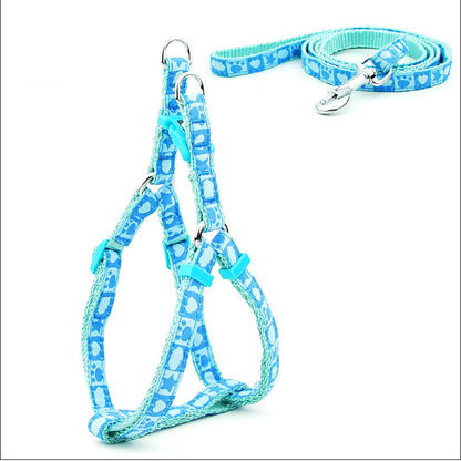 Pet Dog Bone Printing Harness And Leash Set Summer