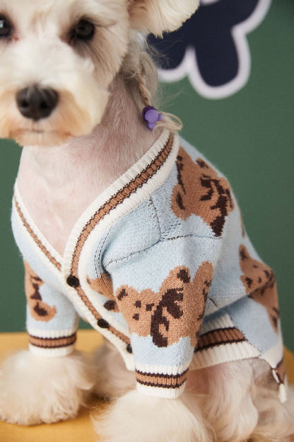 Dog Cat Sweater Preppy Style V-neck Striped Vest
