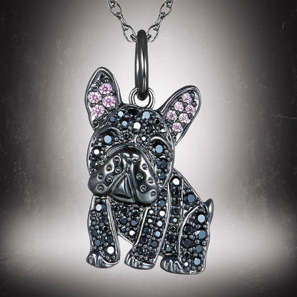 Black France Dog-shaped Pendant Necklace