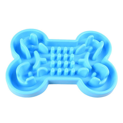 Silicone Bone Shaped Slow Feeder Dog Bowl