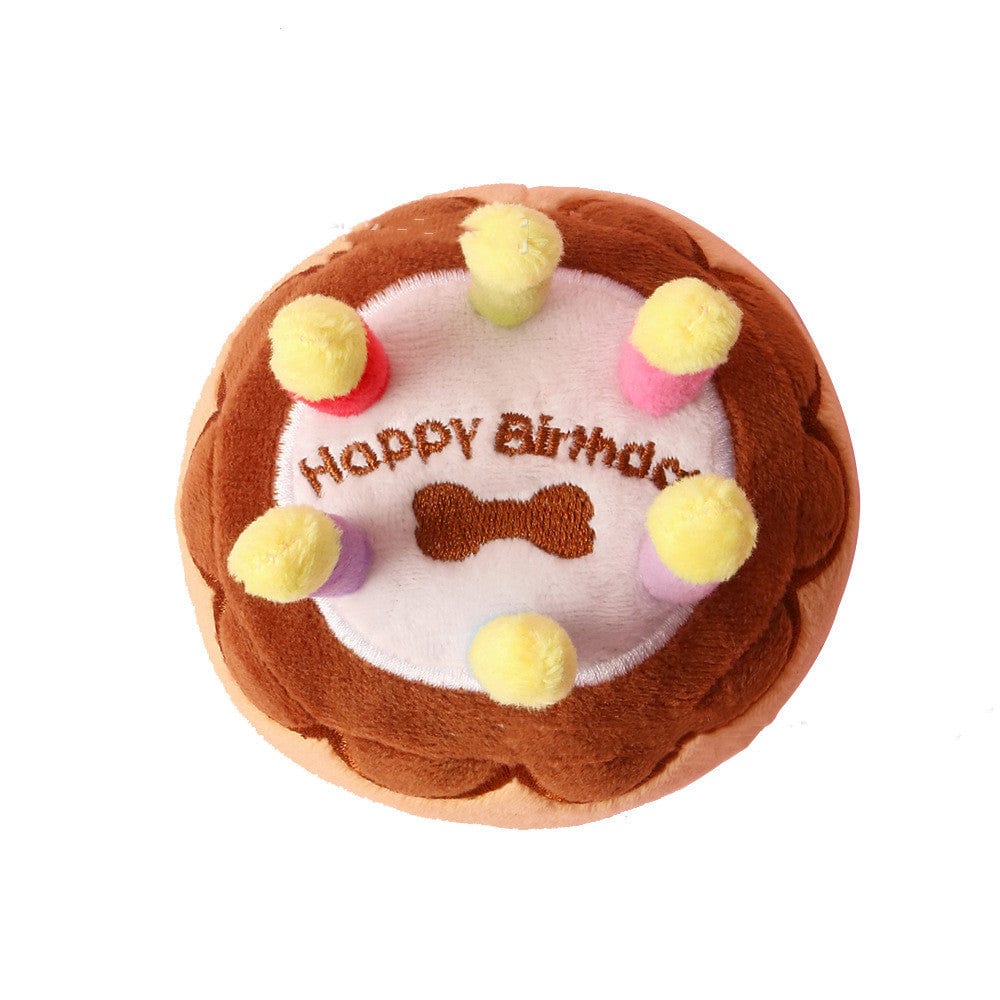 Plush Happy Birthday Cake Dog Squeaky Toy