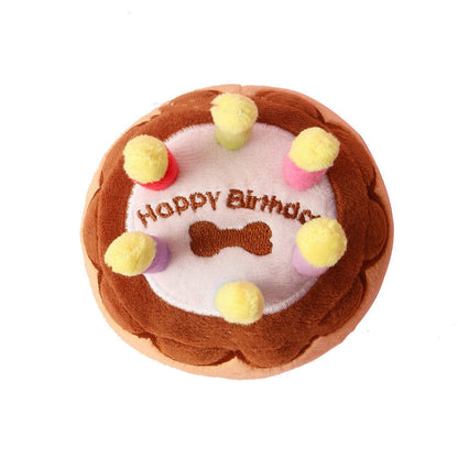 Plush Happy Birthday Cake Dog Squeaky Toy