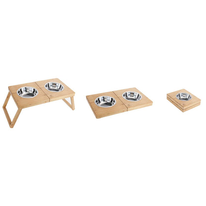 Pet Double Bowl  Stainless Steel Dog  Cat  Rack