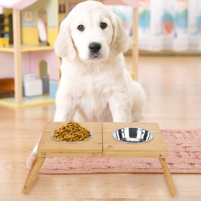 Pet Double Bowl  Stainless Steel Dog  Cat  Rack