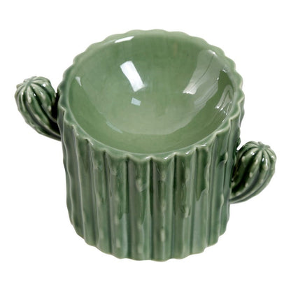 Ceramic Cactus Raised Dog Food Bowl