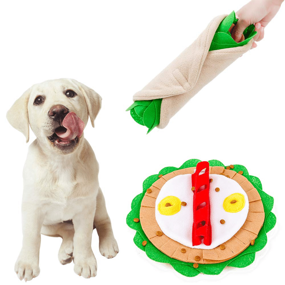 Pet Dog Snuffle Mat Pet Sniffing Training Toy Thin Burrito Design Blanket Fleece Pads Dog Mat Relieve Stress Dog Play Puzzle Toy