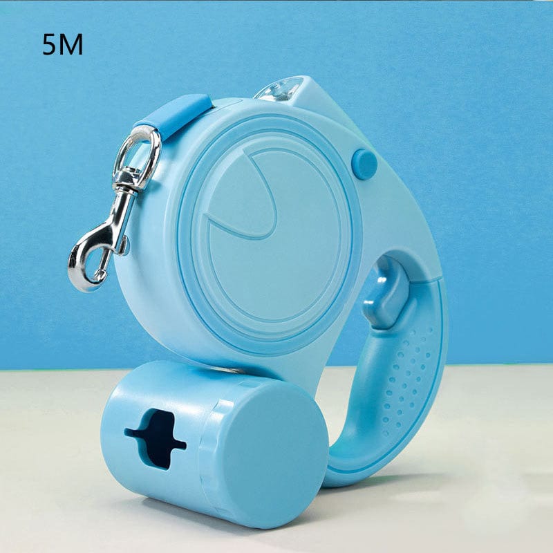 3 in 1 Retractable Dog Leash With Flashlight and Waste Bag Dispenser