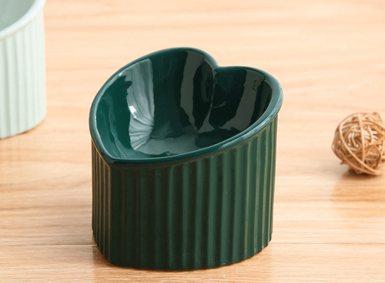 Ceramic Heart Shaped Raised Dog Bowl