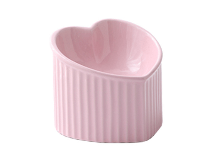 Ceramic Heart Shaped Raised Dog Bowl