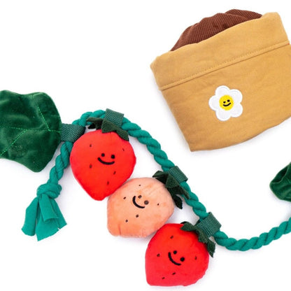 Potted Strawberry Plant Squeaky Dog Toy