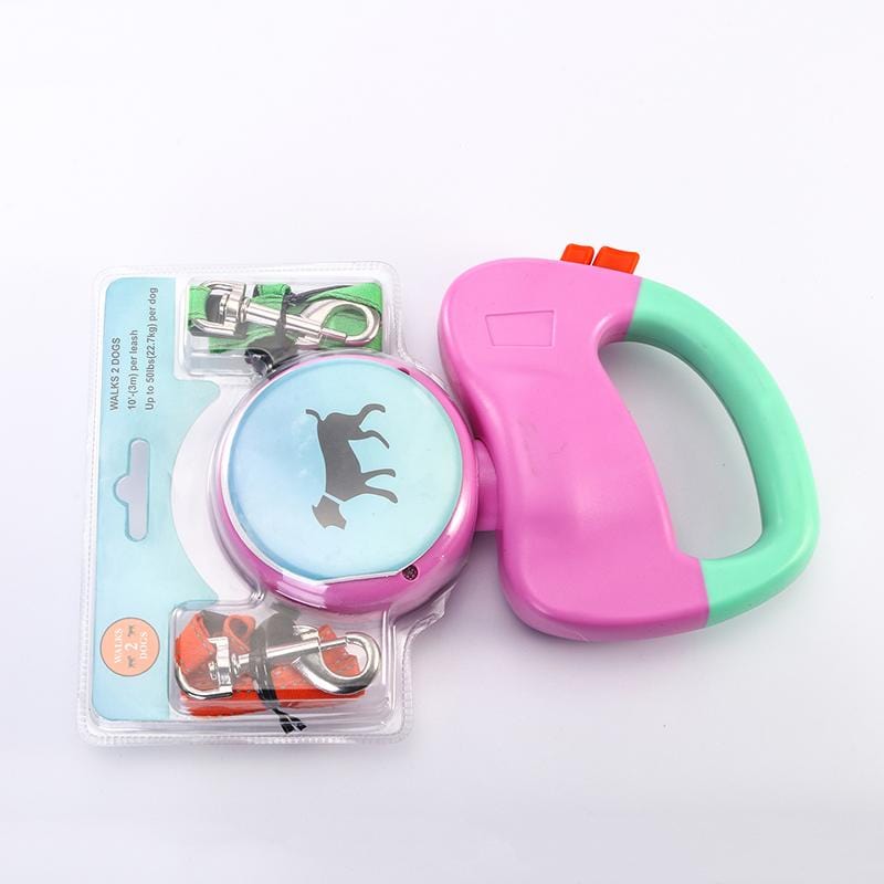 10ft Tangle Free Dual Retractable Dog Leash