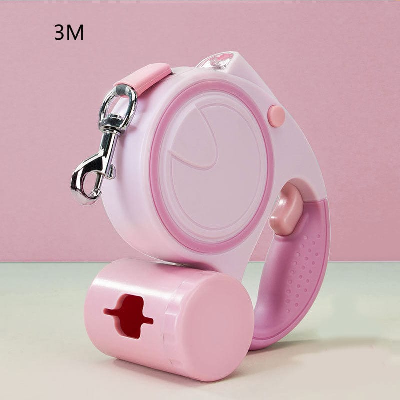 3 in 1 Retractable Dog Leash With Flashlight and Waste Bag Dispenser