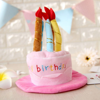 Plush Happy Birthday Cake Dog Hat